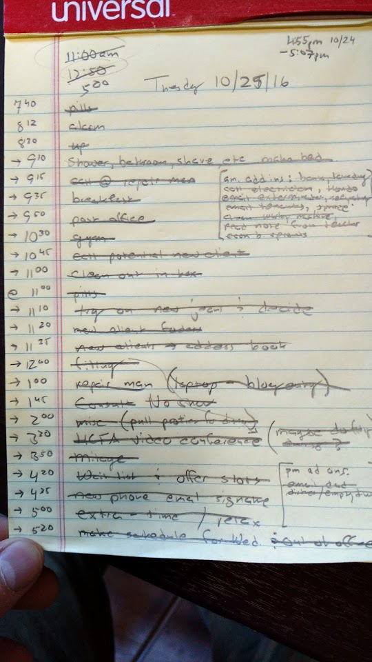 Daily Schedule, as of 5:20pm